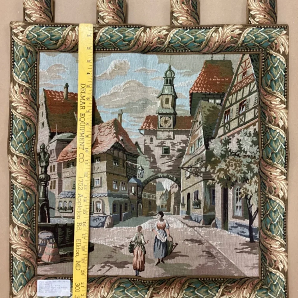 Tapestry Wall Hanging Vintage Europe Scene made in Germany